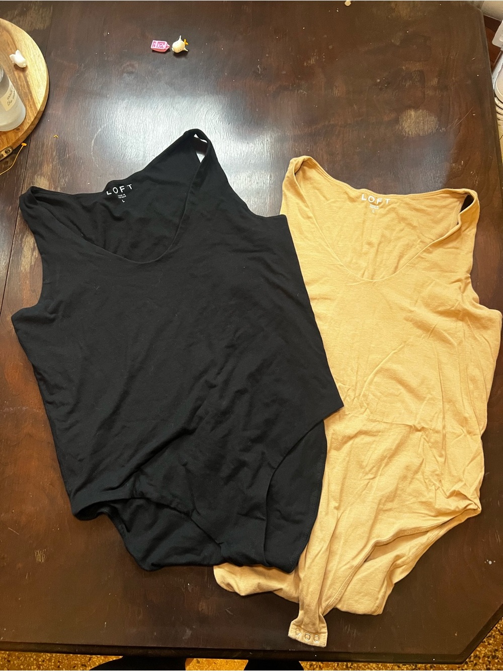 SET OF 2 ✨ LOFT Bodysuites in Black & Tan
